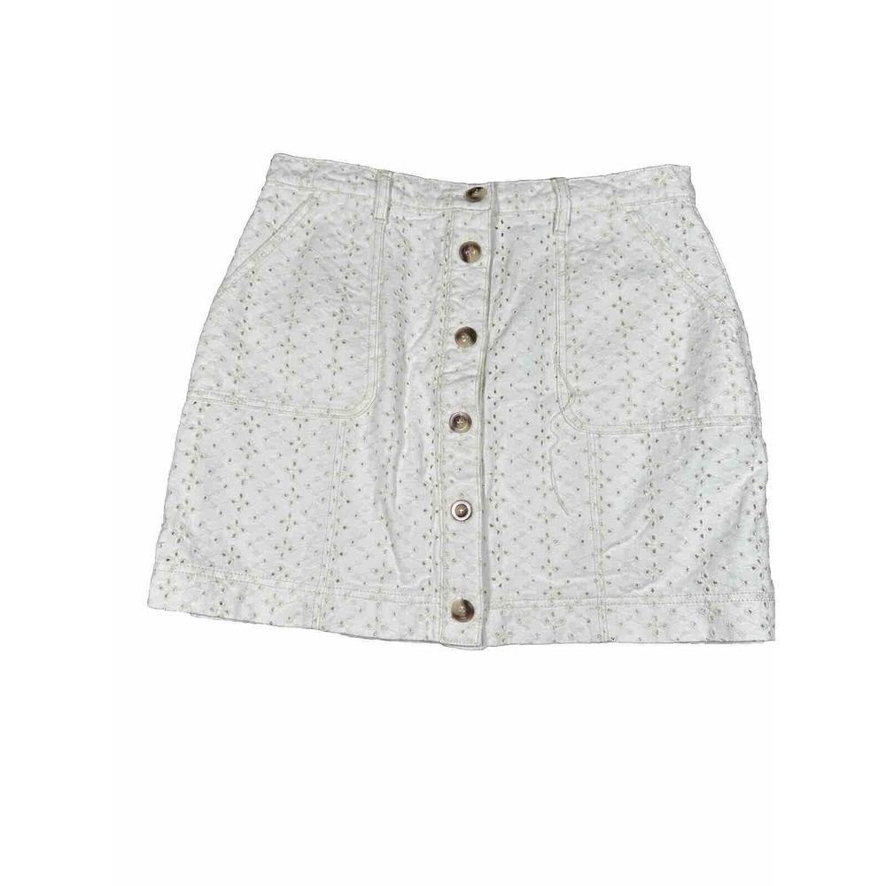 Anthropologie MinkPink Saskia Eyelet Cotton Mini Skirt‎ Size XL Cream